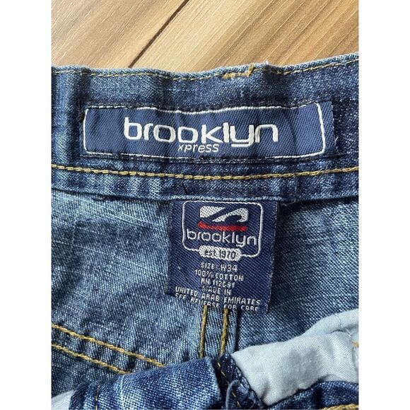 Y2K Brooklyn xpress Baggy Light blue wash Men’s Shorts 34 - Picture 2 of 9
